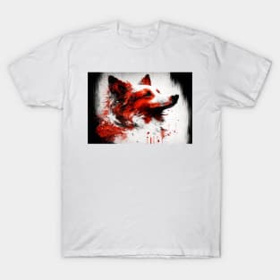 Abstract Splash Painting Of A Dog In Black And Red Colours T-Shirt